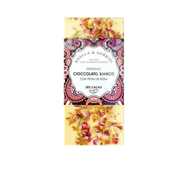 Cioccolato bianco con petali di Rosa Boella&Sorrisi