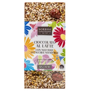 Milchschokolade mit Nüssen, Pistazien und Mandeln